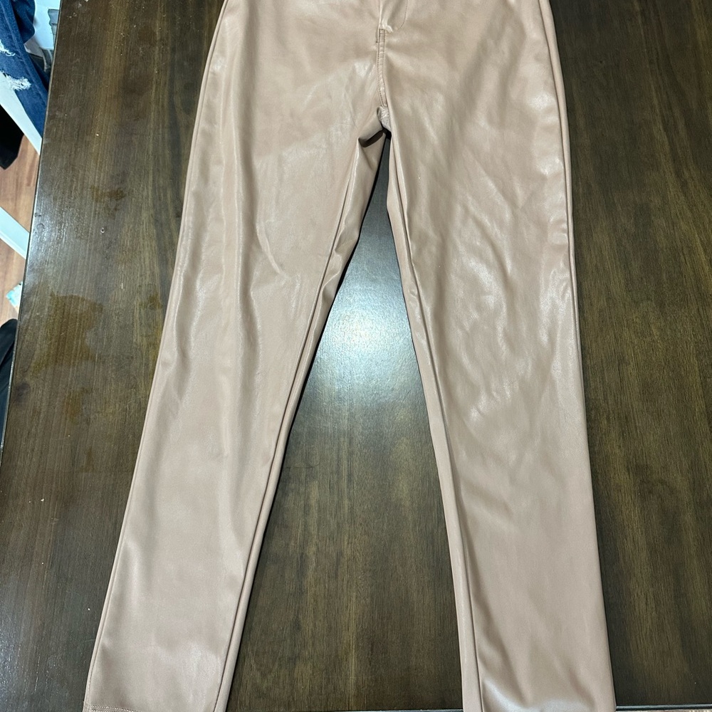 Shinestar Tan Leather Pants